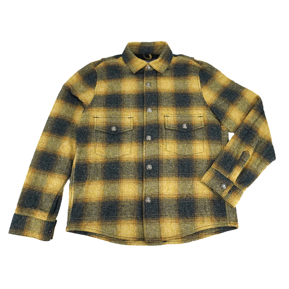 Front Zip Omble Check Jacket -Yellow-