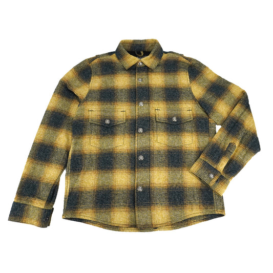 Front Zip Omble Check Jacket -Yellow-