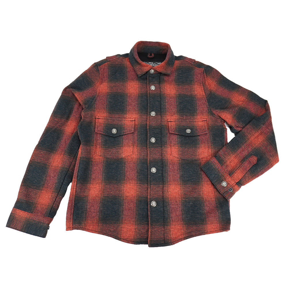 Front Zip Omble Check Jacket -Red-