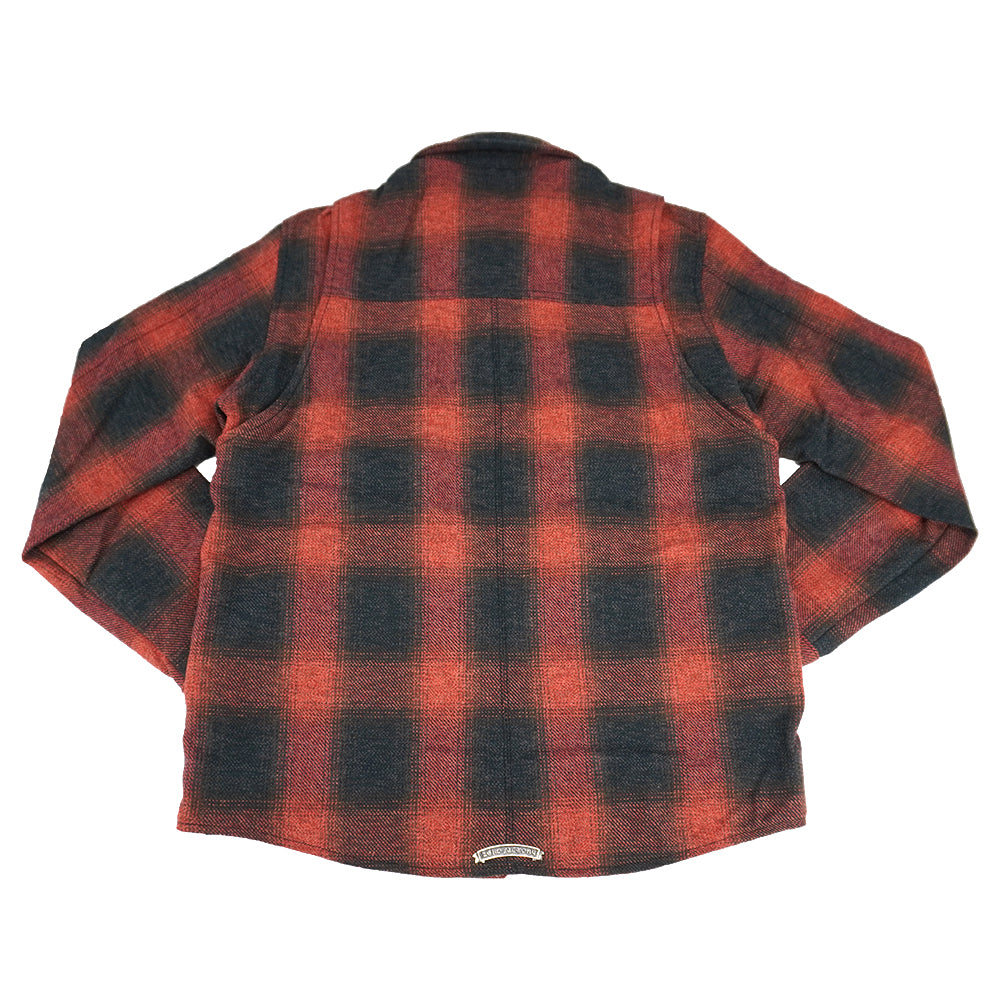 Front Zip Omble Check Jacket -Red-