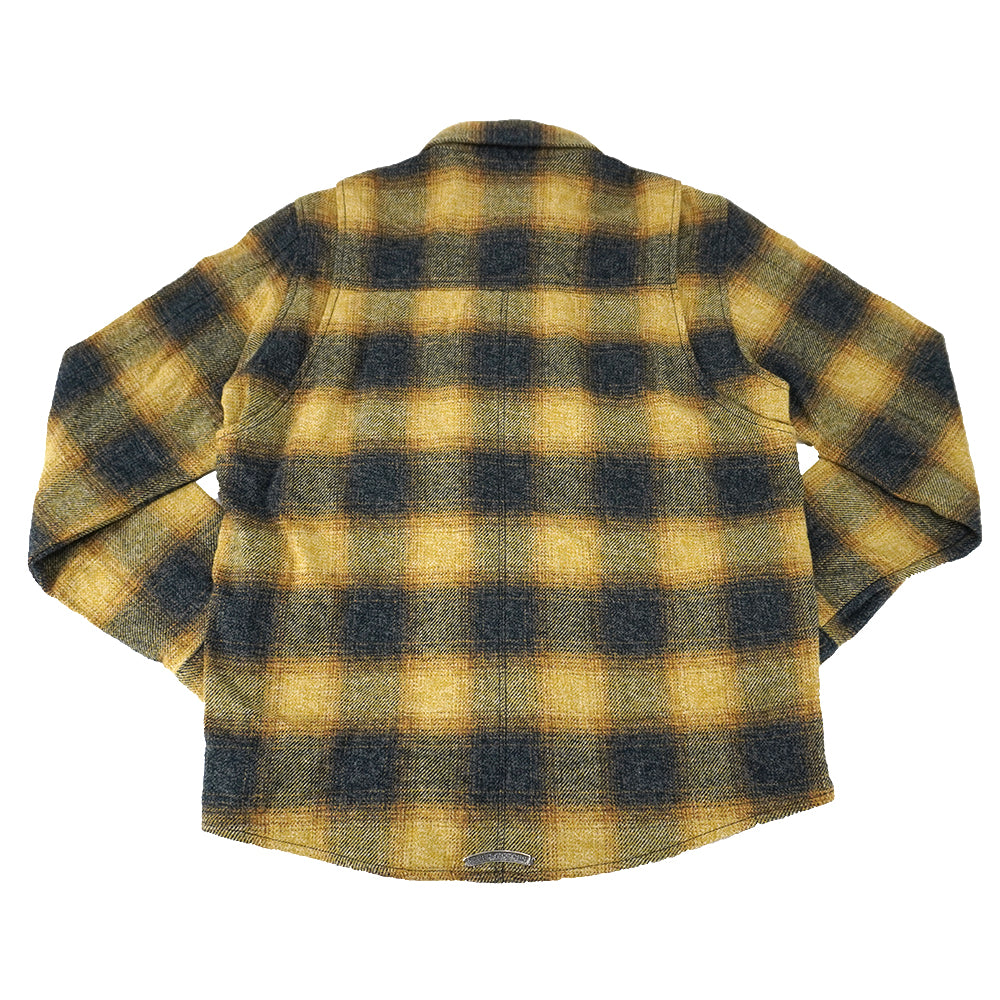 Front Zip Omble Check Jacket -Yellow-