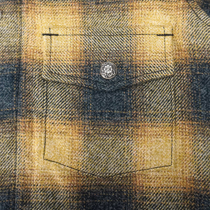 Front Zip Omble Check Jacket -Yellow-