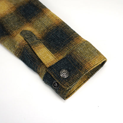 Front Zip Omble Check Jacket -Yellow-