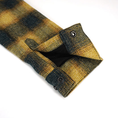 Front Zip Omble Check Jacket -Yellow-