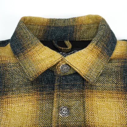 Front Zip Omble Check Jacket -Yellow-