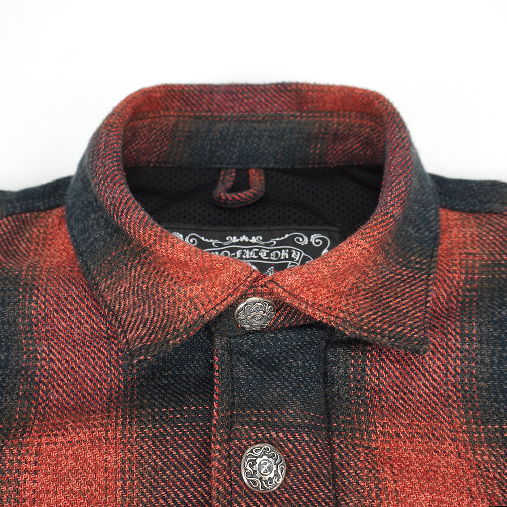 Front Zip Omble Check Jacket -Red-