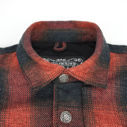 Front Zip Omble Check Jacket -Red-