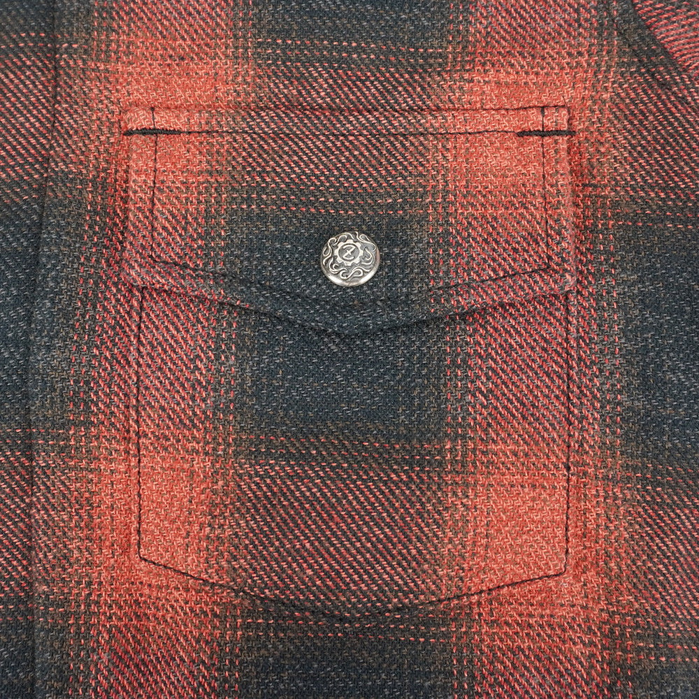 Front Zip Omble Check Jacket -Red-