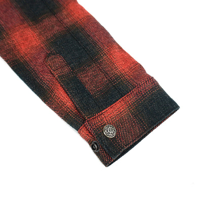 Front Zip Omble Check Jacket -Red-