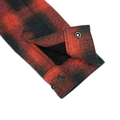 Front Zip Omble Check Jacket -Red-