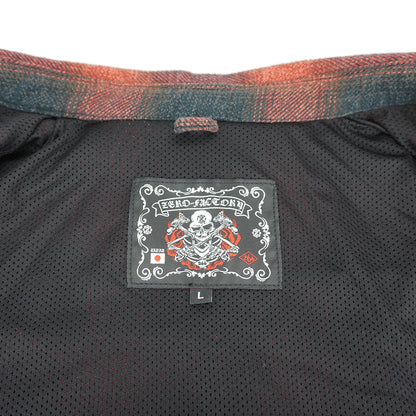 Front Zip Omble Check Jacket -Red-