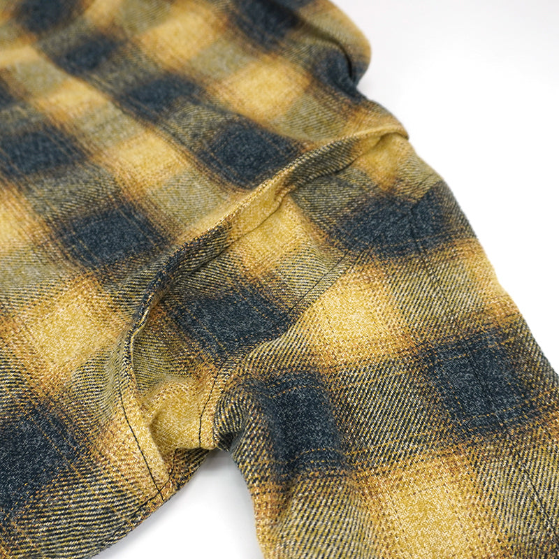 Front Zip Omble Check Jacket -Yellow-