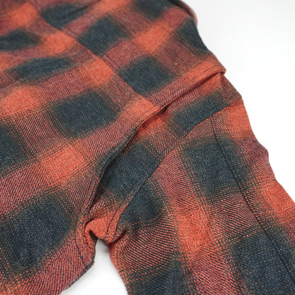 Front Zip Omble Check Jacket -Red-