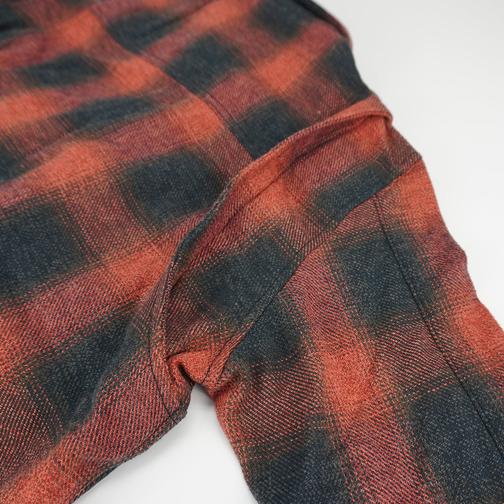 Front Zip Omble Check Jacket -Red-
