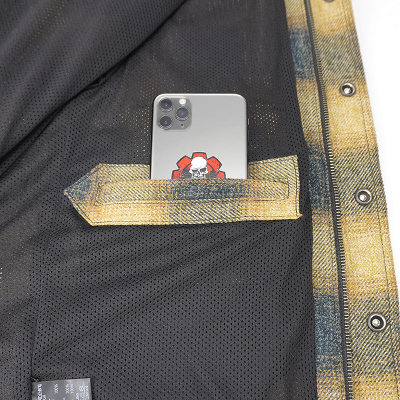 Front Zip Omble Check Jacket -Yellow-