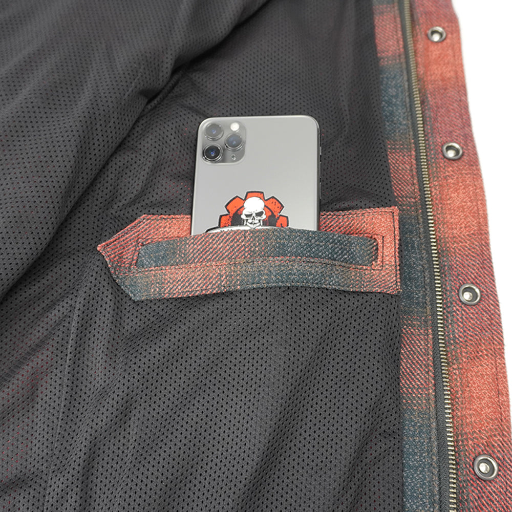 Front Zip Omble Check Jacket -Red-